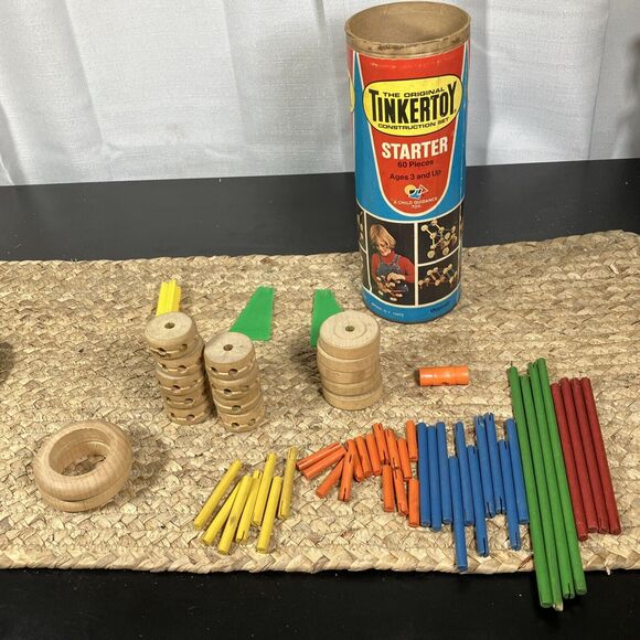 Vintage 1979 Original Tinkertoy Construction Set,‎ Starter, 60 pieces, No. 116 - Picture 6 of 6